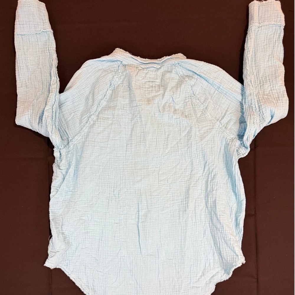 Aerie Light Blue Gauze Button Down Shirt Oversized XS - Picture 5 of 5